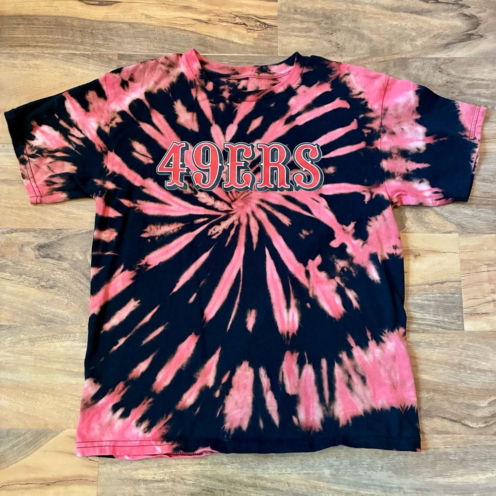 NFL San Francisco 49ers Tie Dye Graphic T-Shirt Teen Medium Black And Red